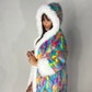Rainbow Swirl Faux Fur Coat