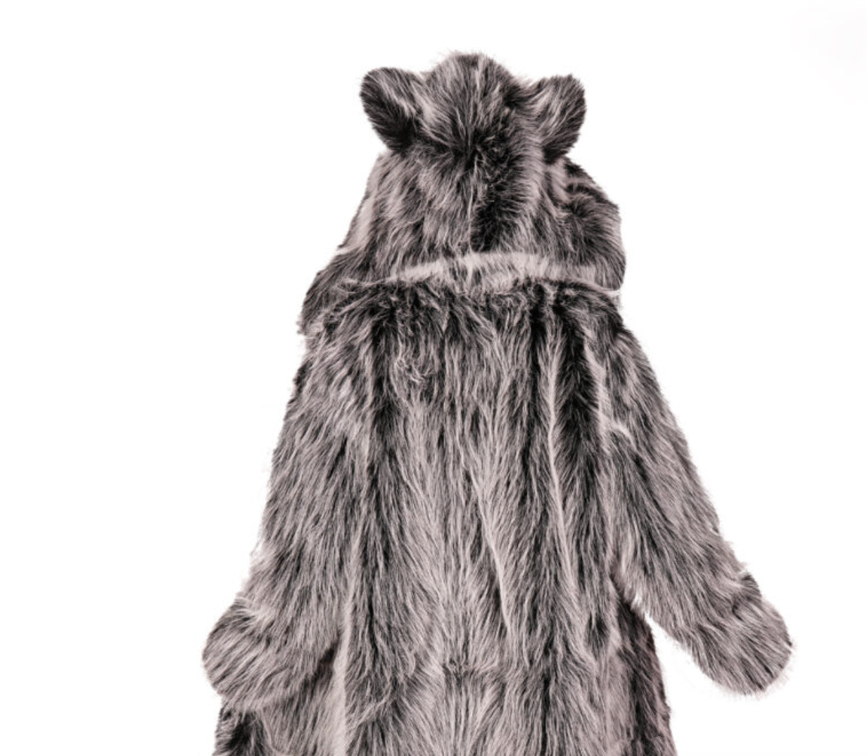 Hooded Faux Fur Coat with Ears