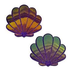 Mermaid Shells Pasties in Opalescent Purple & Gold Seashell Nipple Covers by Pastease