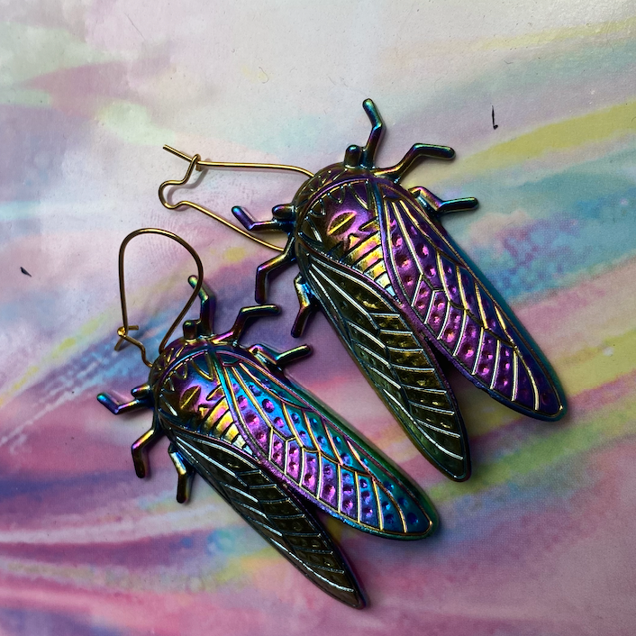 Psychedelic Locust Earrings