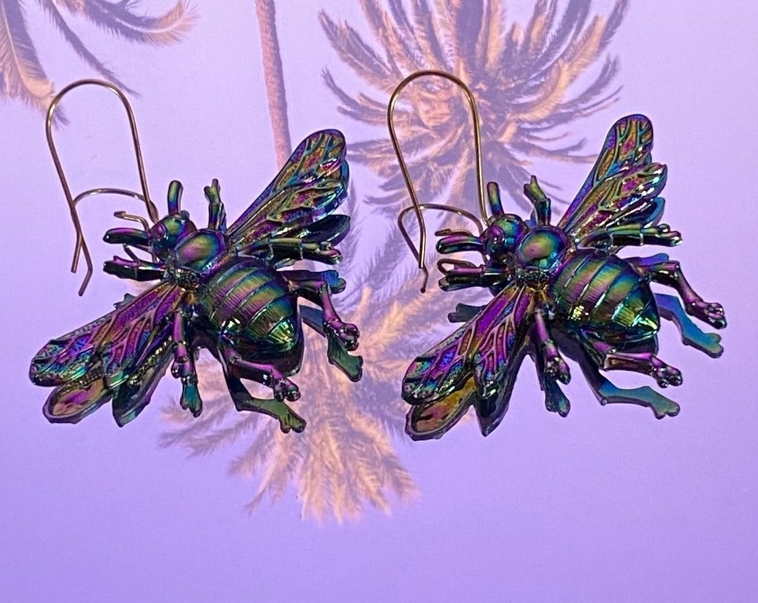 Psychedelic Bee Earrings